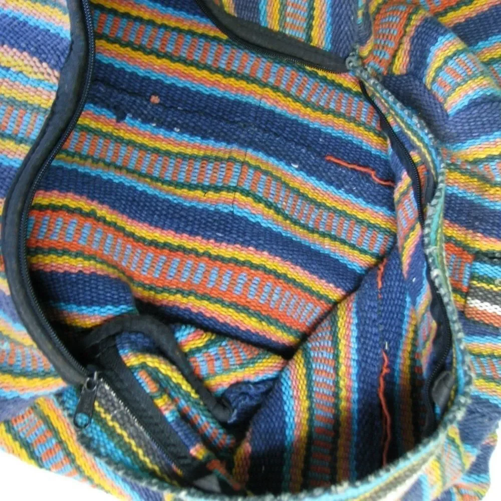 Vintage Knit Duffle Bag Colored Stripes